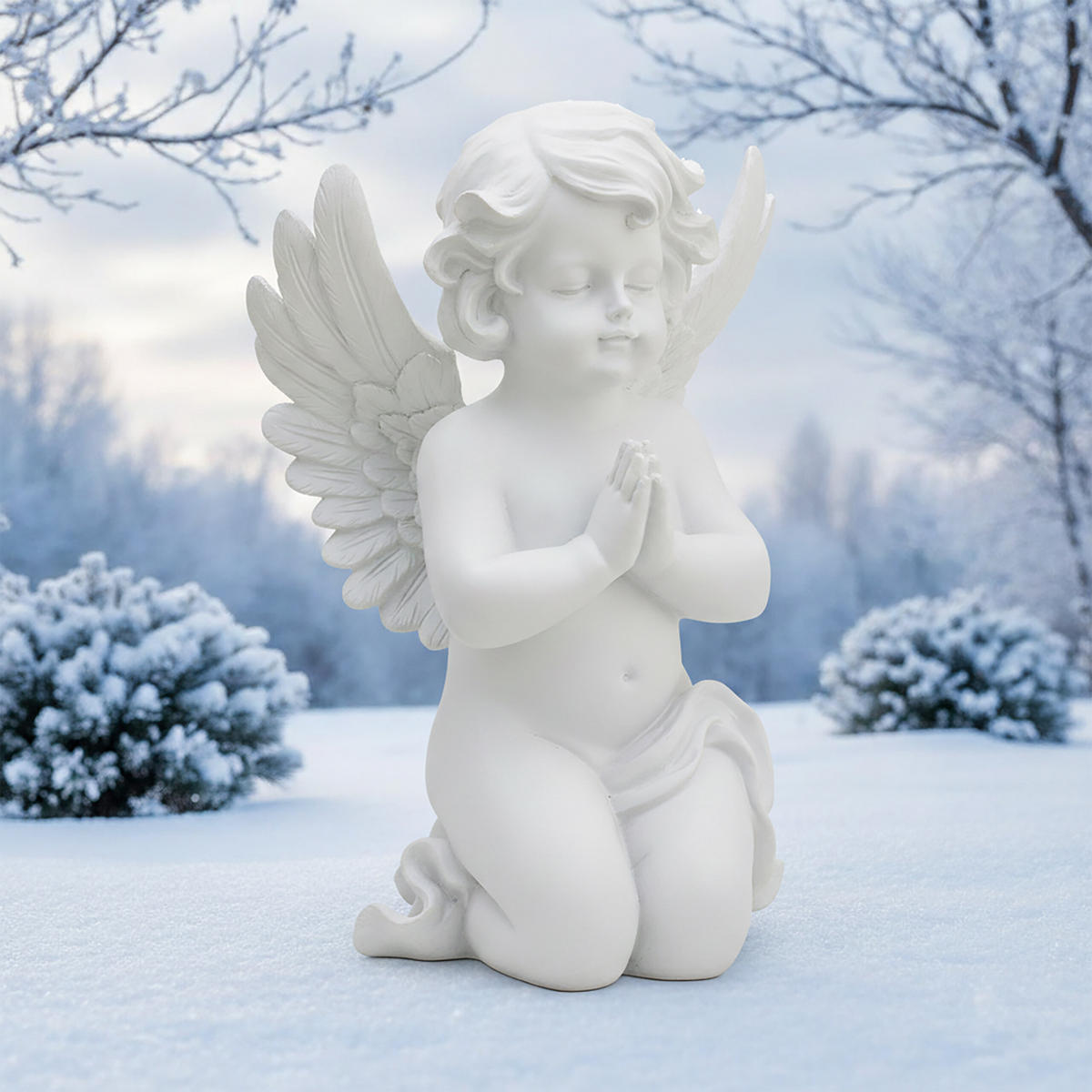 VRTNA figura angel - bela, umetna masa (22.5/36/18cm) - Relaxdays