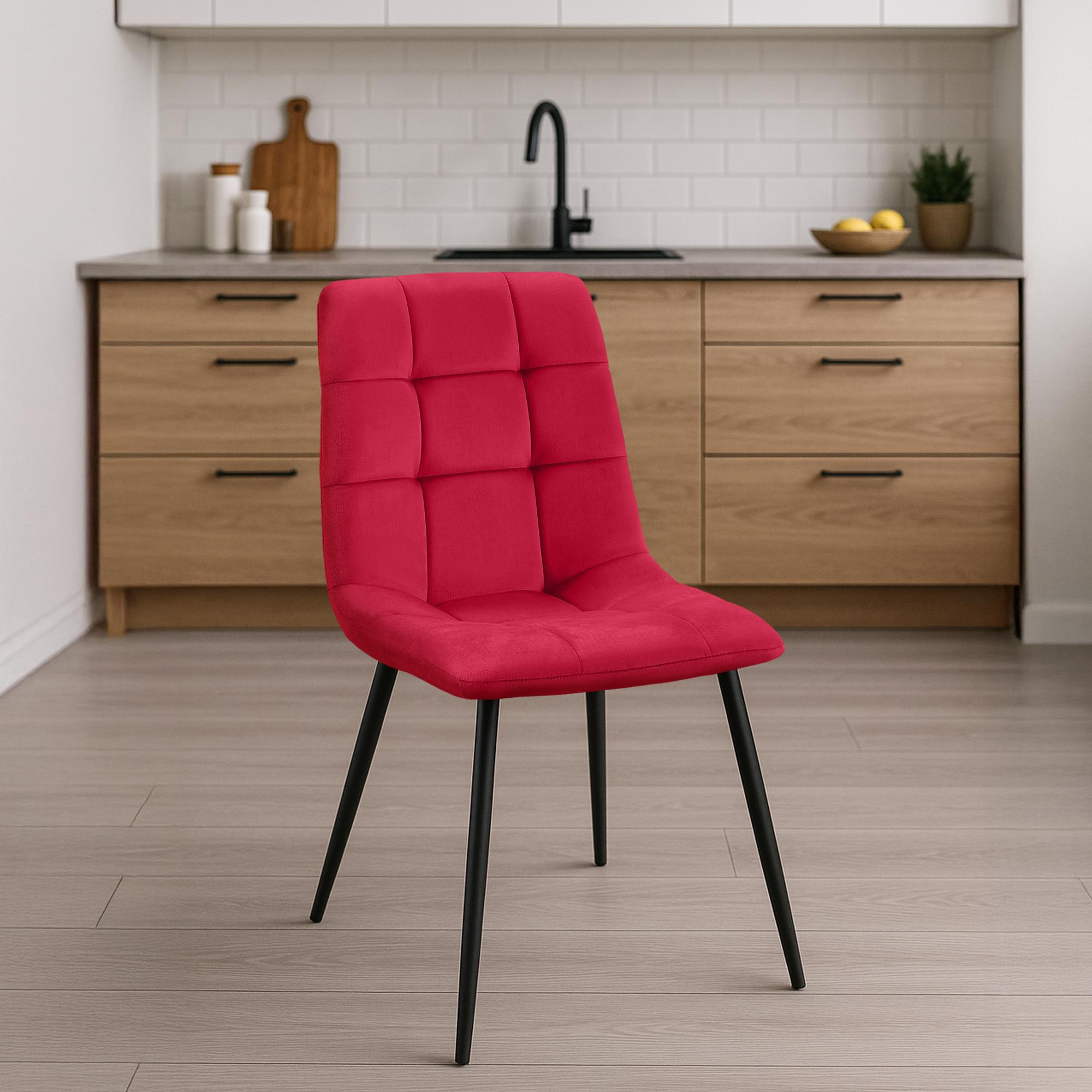STUHL Samt Rot - Rot, Textil/Metall (45/84/55cm) - CLP