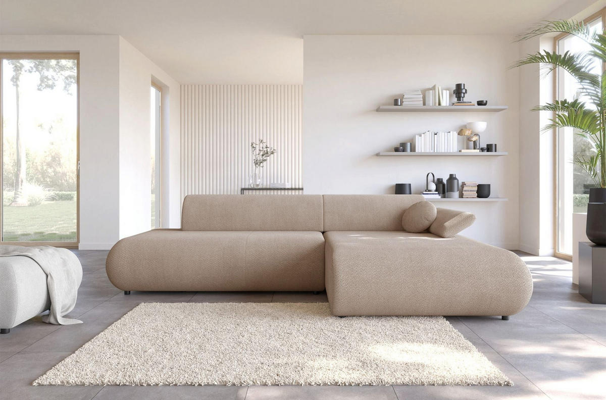 ECKSOFA Armone Beige Chenille - Beige/Schwarz, Kunststoff/Textil (173.5/286cm) - Selsey