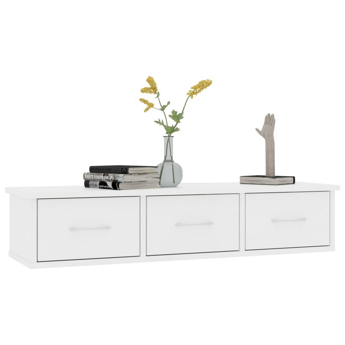 WAND-SCHUBLADENREGAL Weiss 88/26/18,5 Cm Holzwerkstoff - Weiß, Holzwerkstoff (26/18.5/88cm) - vidaXL
