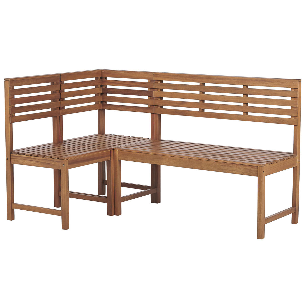 BALKON ECKBANK SET 4-teilig Akazienholz hellbraun modular Treia - Hellbraun, Holz - Beliani