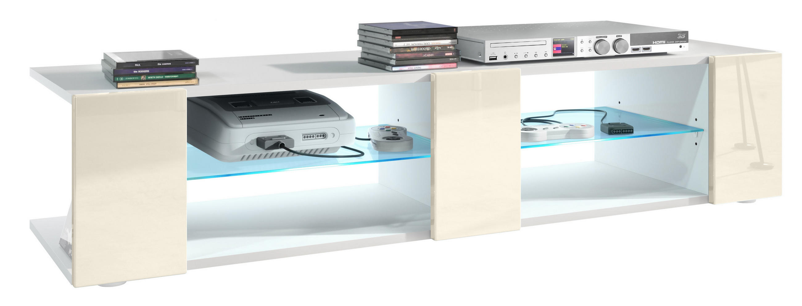 Vladon Lowboard Creme 134x29x39 cm