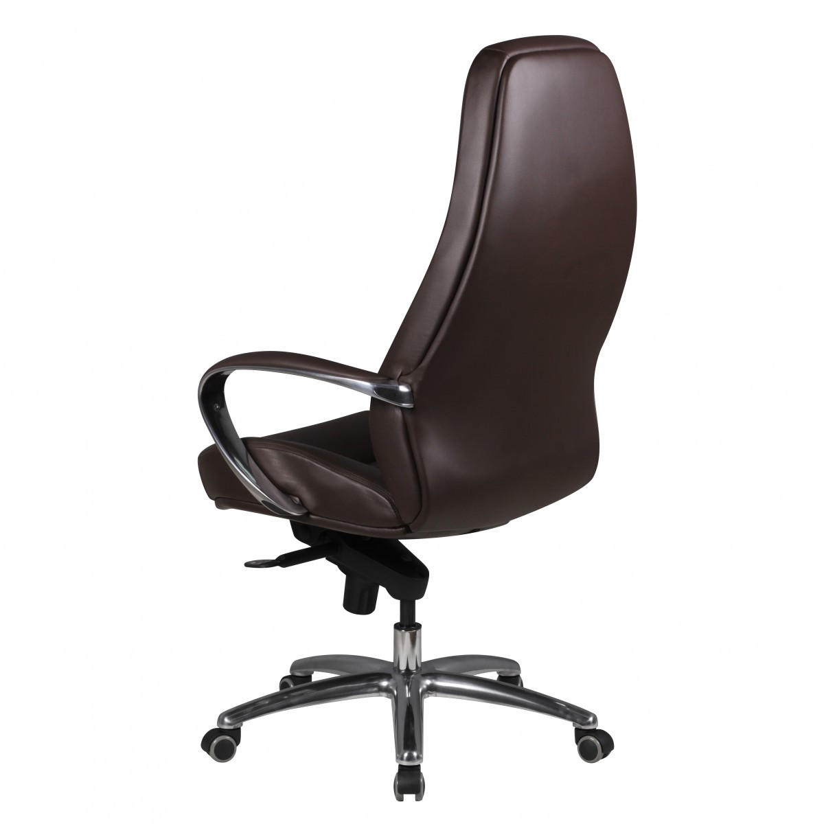 CHEFSESSEL Echtleder mit Aluminiumfußkreuz und ergonomischer Sitzform MADRID, Braun 70x68x130 cm - Silberfarben/Braun, Leder/Metall (70/130/68cm) - KADIMA DESIGN