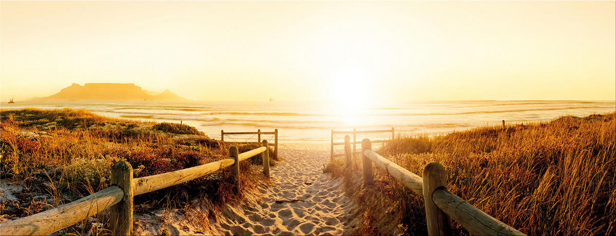 GLASBILD 80x30 cm Strand und Meer - Gelb, Glas (80/30cm) - artissimo