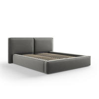 BETT mit Bettkasten und Kopfteil Jodie aus Samt hellgrau 160x200cm - Hellgrau, Textil (160/200cm) - Micadoni