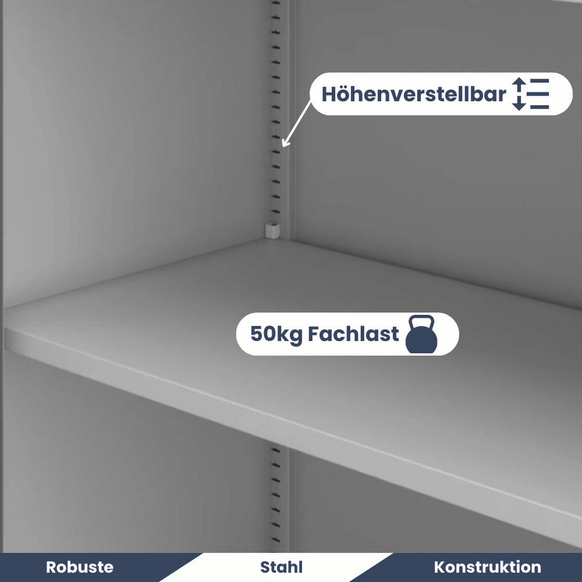 VITRINENSCHRANK abschließbar CENO mit Glastüren 185x90x40cm Grau - Grau, Metall (90/185/40cm) - DELUKE