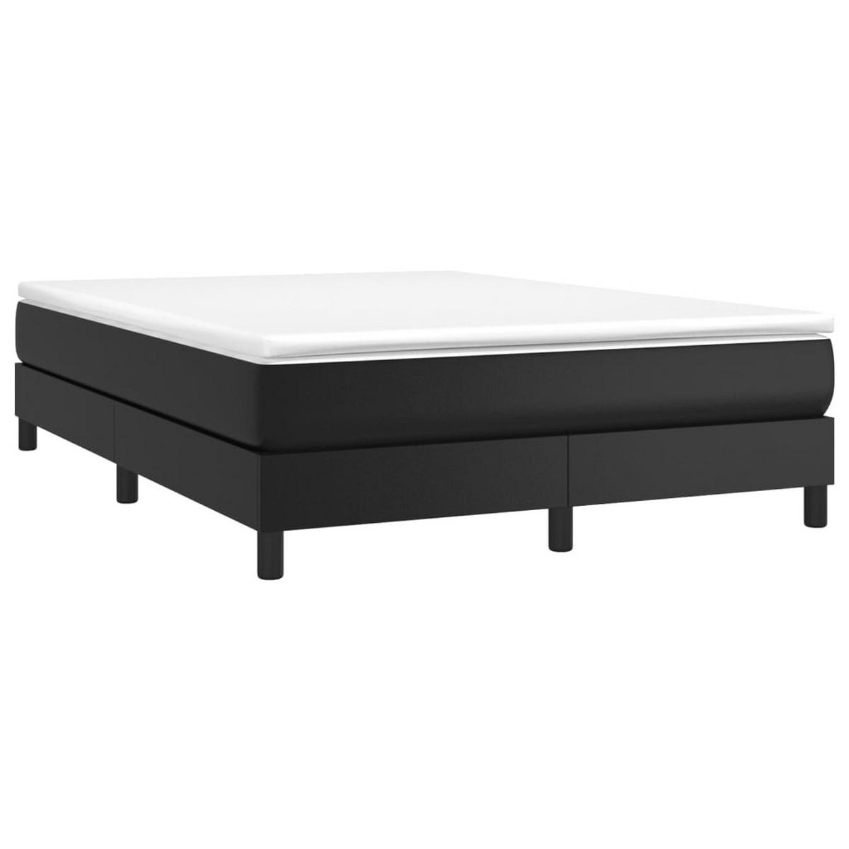 BOXSPRINGBETTGESTELL SCHWARZ 140X200 CM KUNSTLEDER - Schwarz, Leder - vidaXL