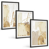 BILDER SET 3er Set - 40x60 cm Schwarzer Rahmen - Abstrakte Muster beige weiß - Schwarz, Kunststoff (40/60cm) - TULUP