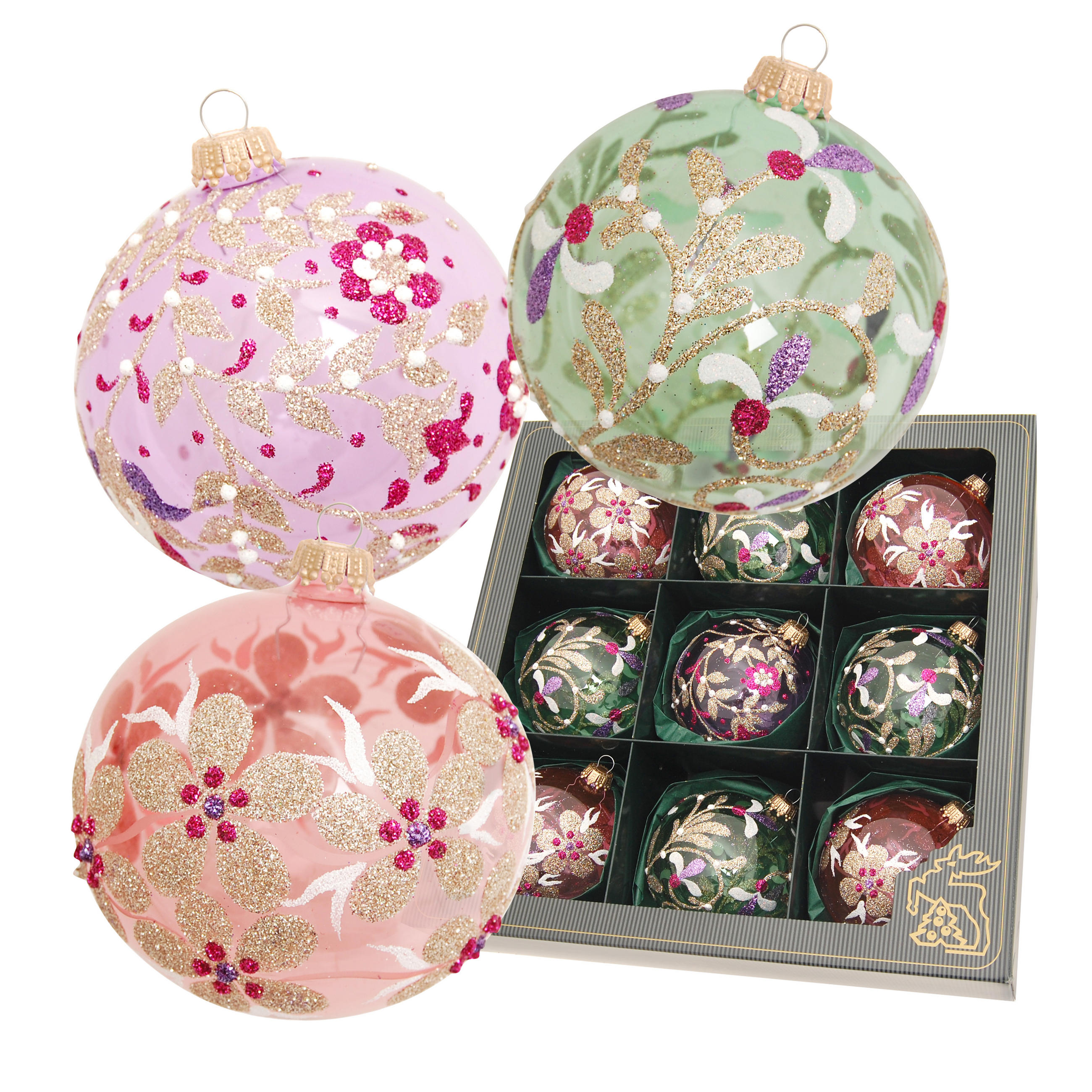 Krebs Glas Lauscha Christbaumkugeln Mehrfarbig 8x8x8 cm