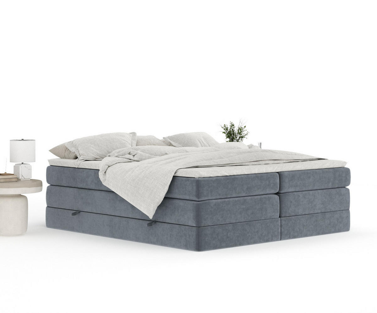 BOXSPRINGBETT Juniper Grau 180/200 cm - Schwarz/Grau, Holz/Holzwerkstoff (180/200cm) - Maison de Reve