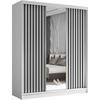 SCHWEBETÜRENSCHRANK Helix 180/216/61 weiß+schwarz mit Schubladeneinsatz - Schwarz/Weiß, Holzwerkstoff (180/216/61cm) - Beautysofa