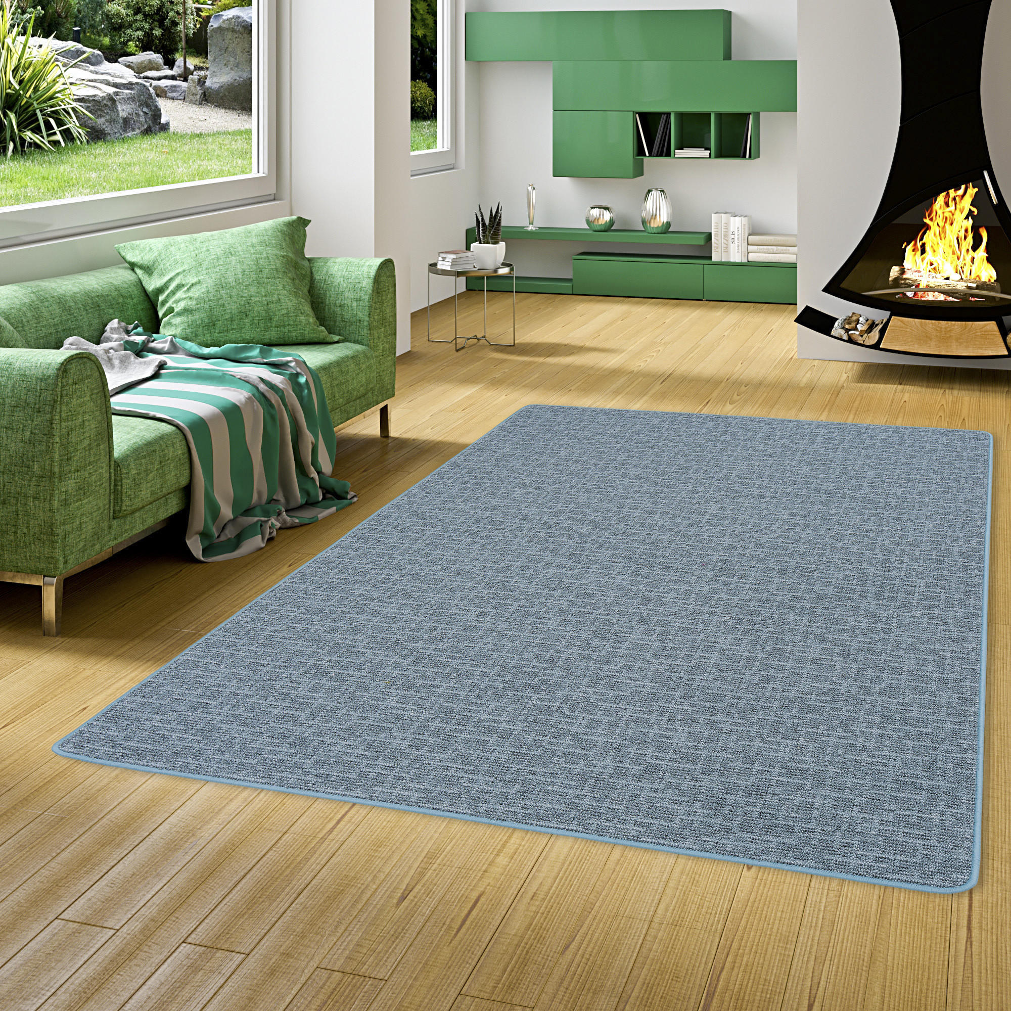 Thumbnail - Snapstyle Schlingen, Blau, Textil, 100x400 cm, Teppiche & Böden, Teppiche