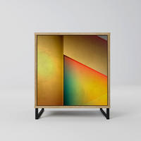 SIDEBOARD PIERCING SHARPNESS, Eichefarben, 57,5x42x67,5 cm, Schwarze Metall-Rahmenfüße - Eichefarben/Multicolor, Holzwerkstoff/Metall (57.5/67.5/42cm) - SpaceRebels