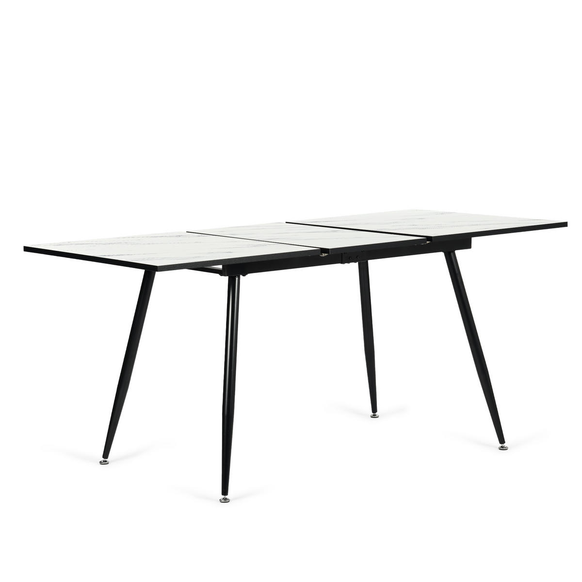 ESSTISCH Weiß Marmormuster rechteckig ausziehbar 120-160/80/75cm - Schwarz/Weiß, Holz/Metall (80/120/75cm) - Urban Meuble