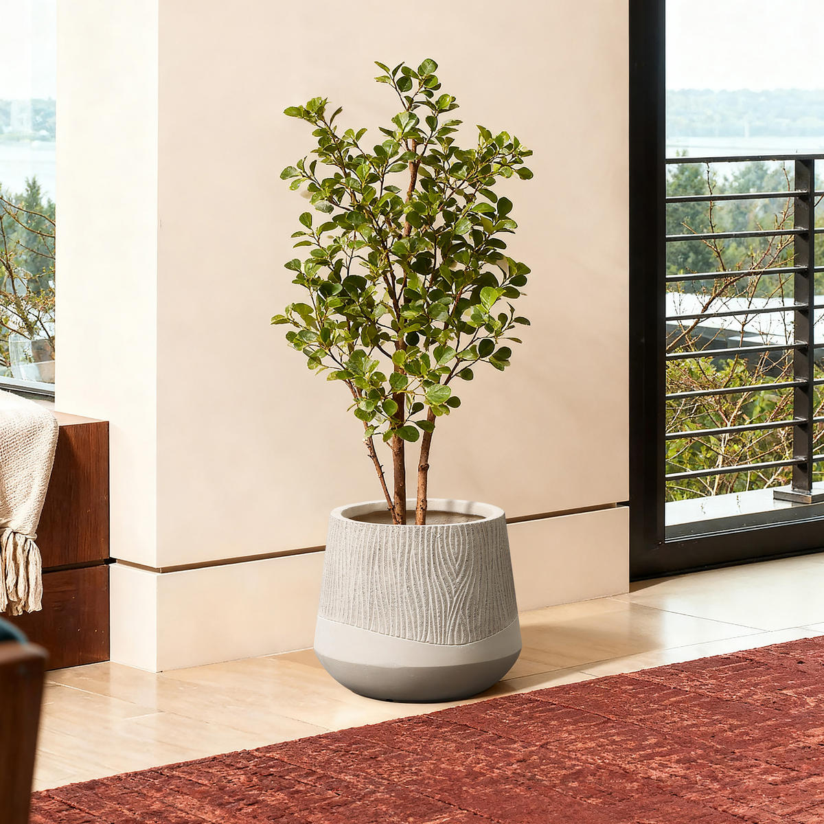KERAMIK-BLUMENTOPF cremefarben, Ø 31 × H 27 cm - Weiß, Naturmaterialien (27cm)