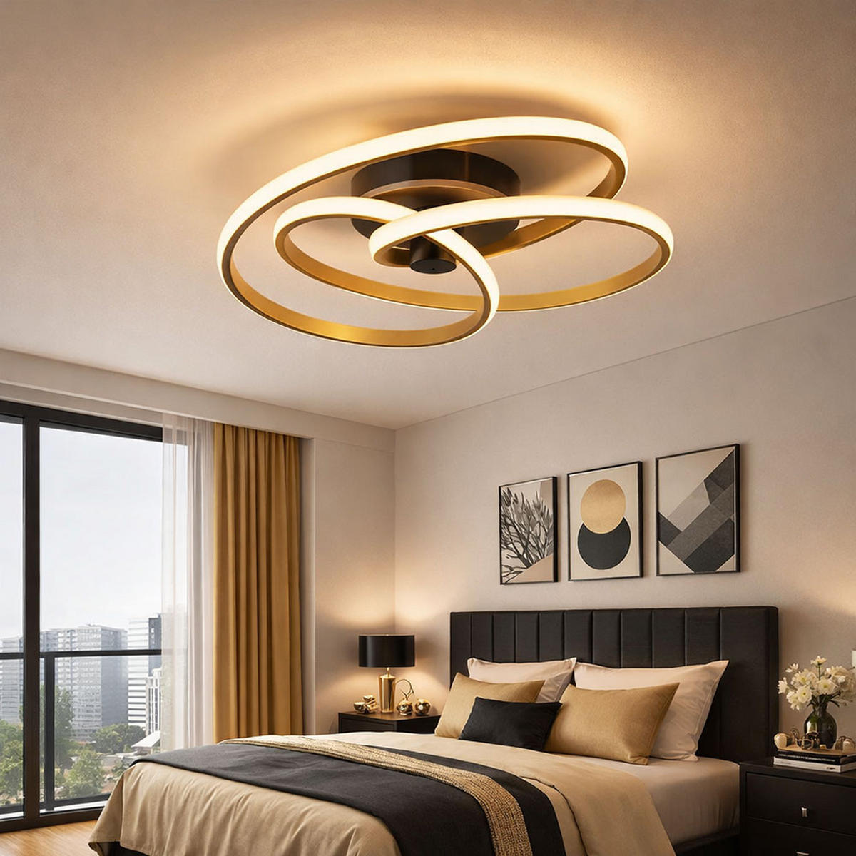 LED DECKENLEUCHTE Glyxar Gold Aluminium - Goldfarben, Metall (50/50/16cm) - Globo Lighting