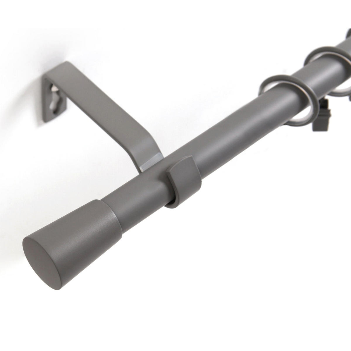 GARDINENSTANGE 1-lauf Kegel - Grau, Metall (140cm) - Deco-Raum