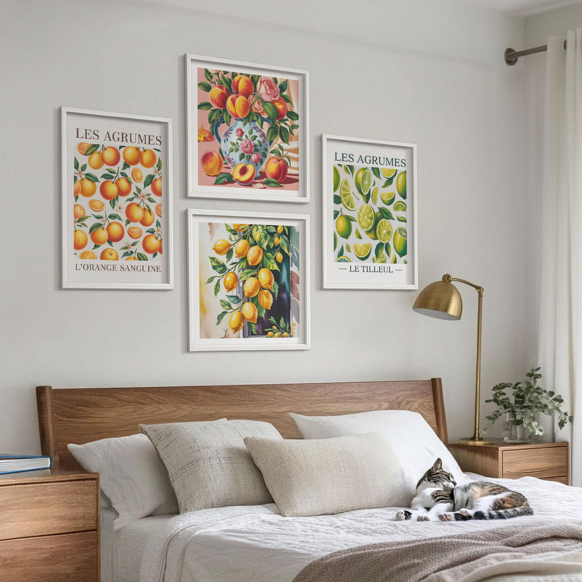 WANDBILDER 4er-Set - 50x50 cm & 40x60 cm Weißer Rahmen - Frische, farbenfrohe Zitrusfrüchte - Weiß, Kunststoff (50/50cm) - ArtPrintCave