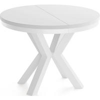ESSTISCH Clara Weiß runder ausziehbarer, Weiß 100-180/100/76 cm - Weiß, Holzwerkstoff/Metall (100/100/76cm) - WFL GROUP