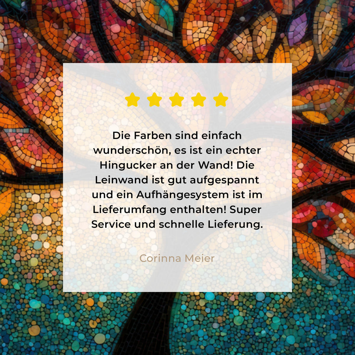 LEINWANDBILD Mosaik - Bunt - Baum - Äste Wandbild 40x30 cm - Multicolor, Textil (40/30cm) - MuchoWow