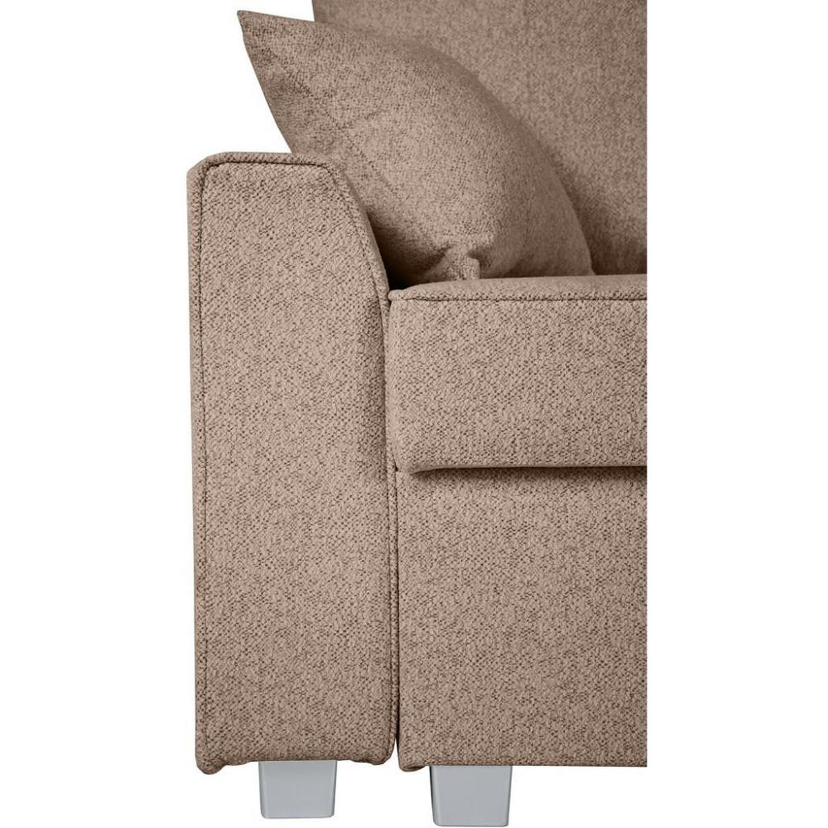 ECKSCHLAFSOFA Teramo hellbraun - Hellbraun/Schwarz, Kunststoff/Textil (235/150cm) - Beautysofa