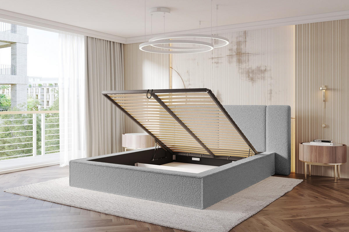 POLSTERBETT mit Bettkasten und Lattenrost, Bett mit Matratze H3/H4 - RIVO 120x200 Hellgrau - Taupe, Holzwerkstoff/Textil (120/200cm) - ALTDECOR