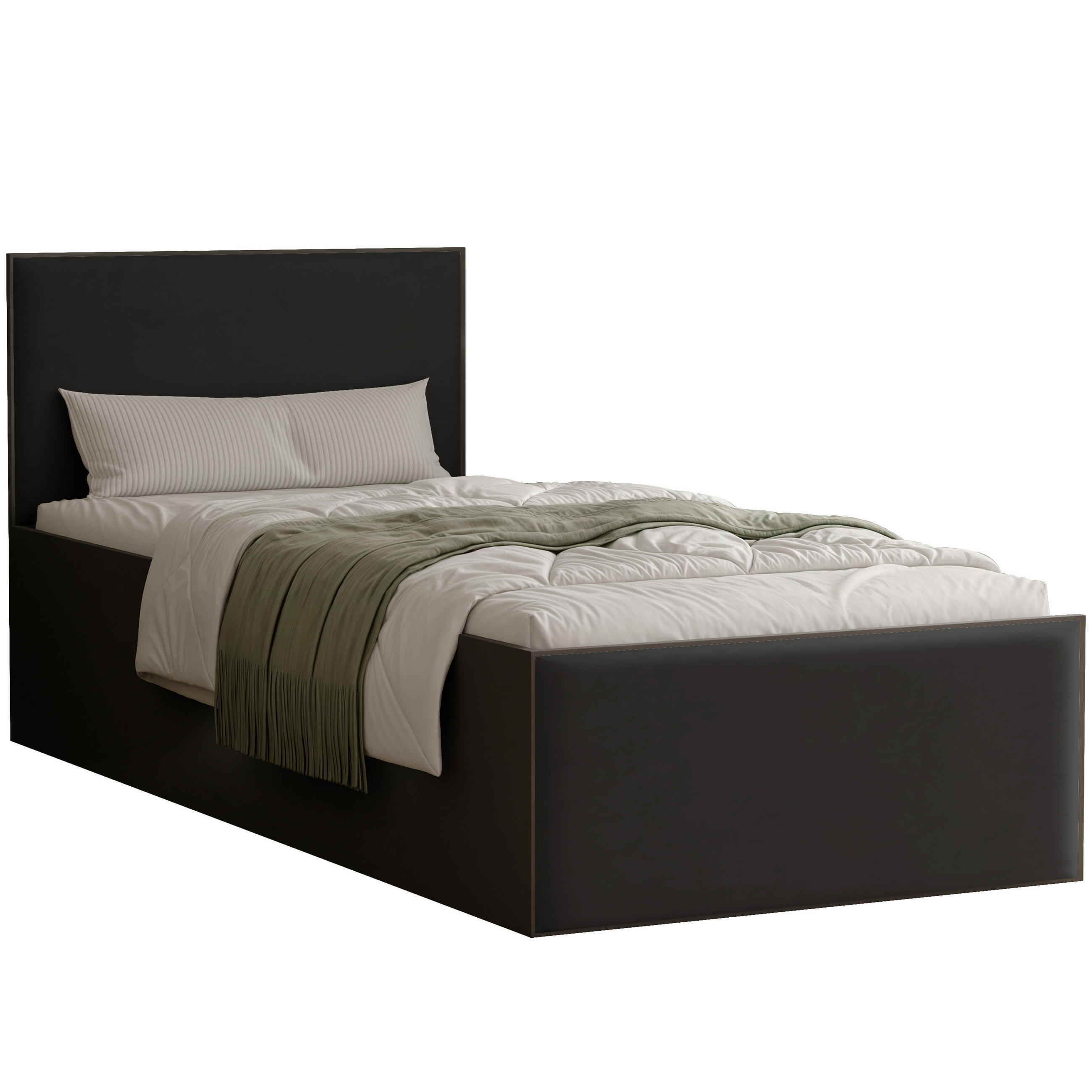 POLSTERBETT SASHI 90/200 cm Bettkasten, ohne Matratze, Schwarz / Schwarz - Schwarz, Holz/Holzwerkstoff (90/200cm) - Idohome