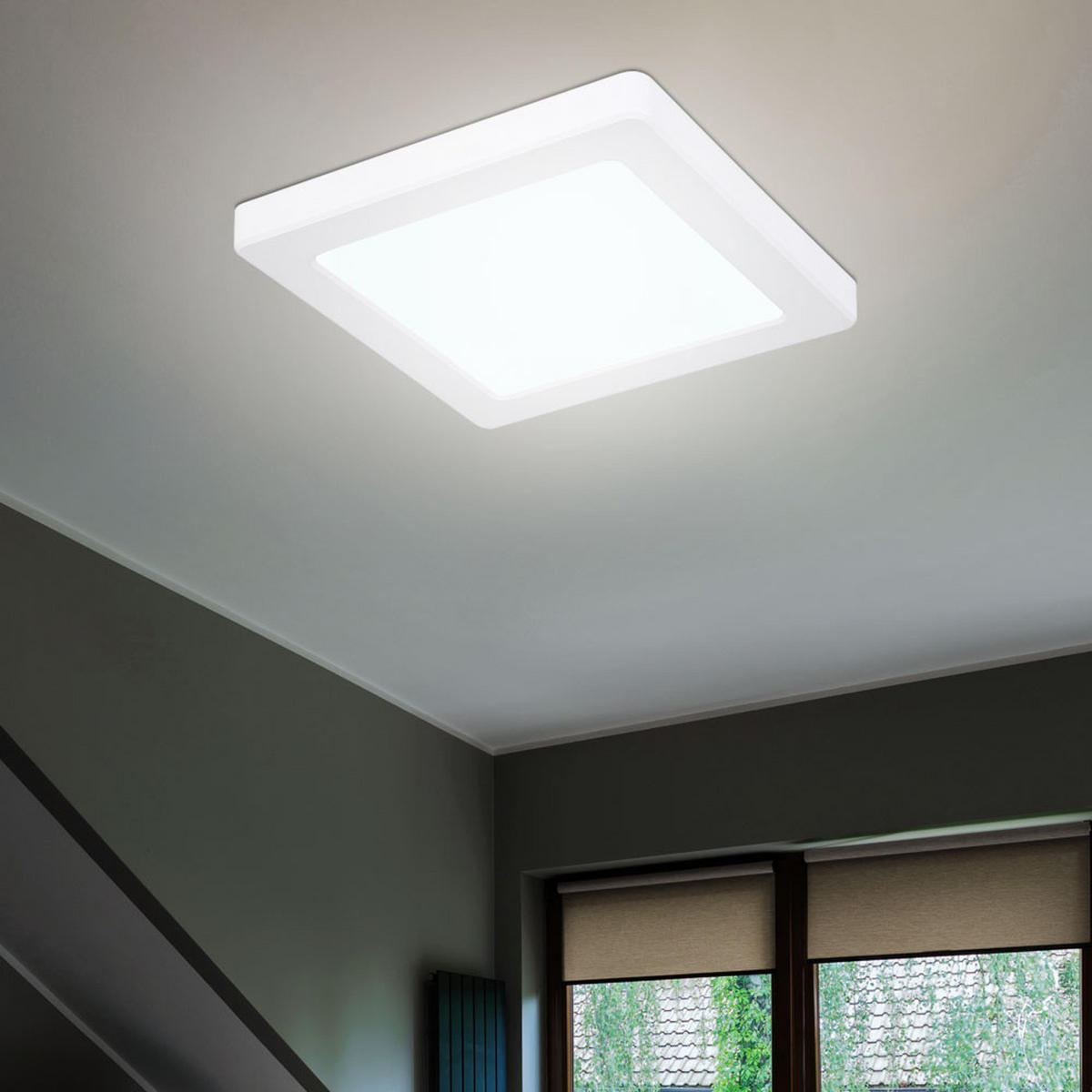 LED DECKENPANEL Kunststoff Weiß - Weiß, Kunststoff (16.7/16.7/1.7cm) - Globo Lighting