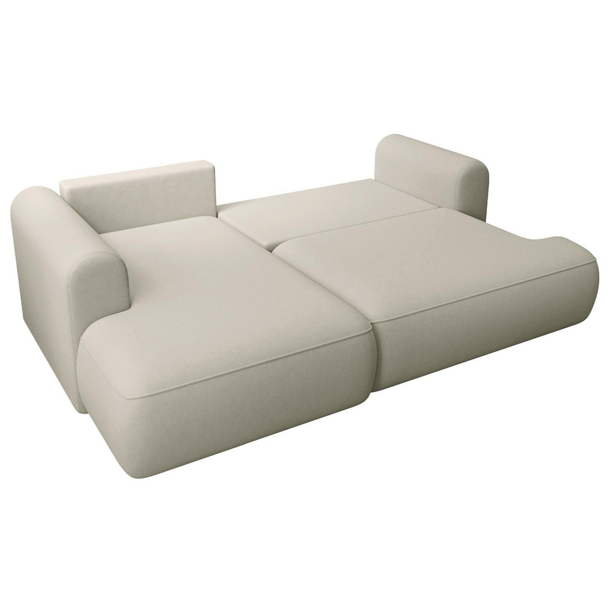 ECKSCHLAFSOFA Ovo Mini Hellbeige Easy-Clean-Samtbezug - Ecru/Schwarz, Kunststoff/Textil (238/156cm) - Selsey