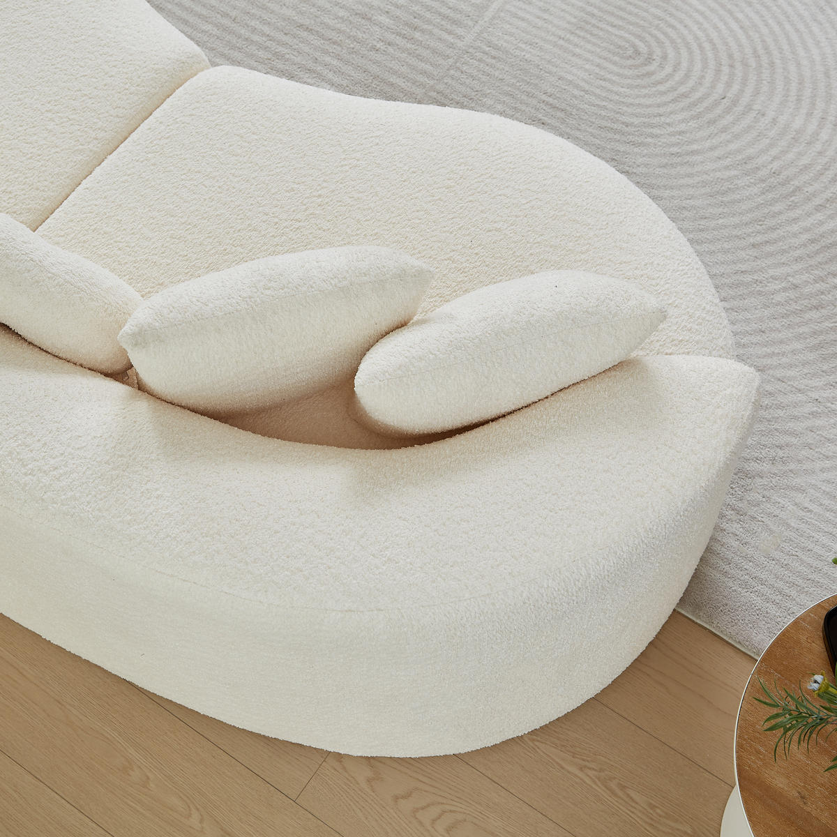 MODULSOFA 2-teilig geschwungen Cashew-Form mit 6 Kissen, DE-42899, Beige - Beige, Textil (223/79/109cm) - ComfortXL