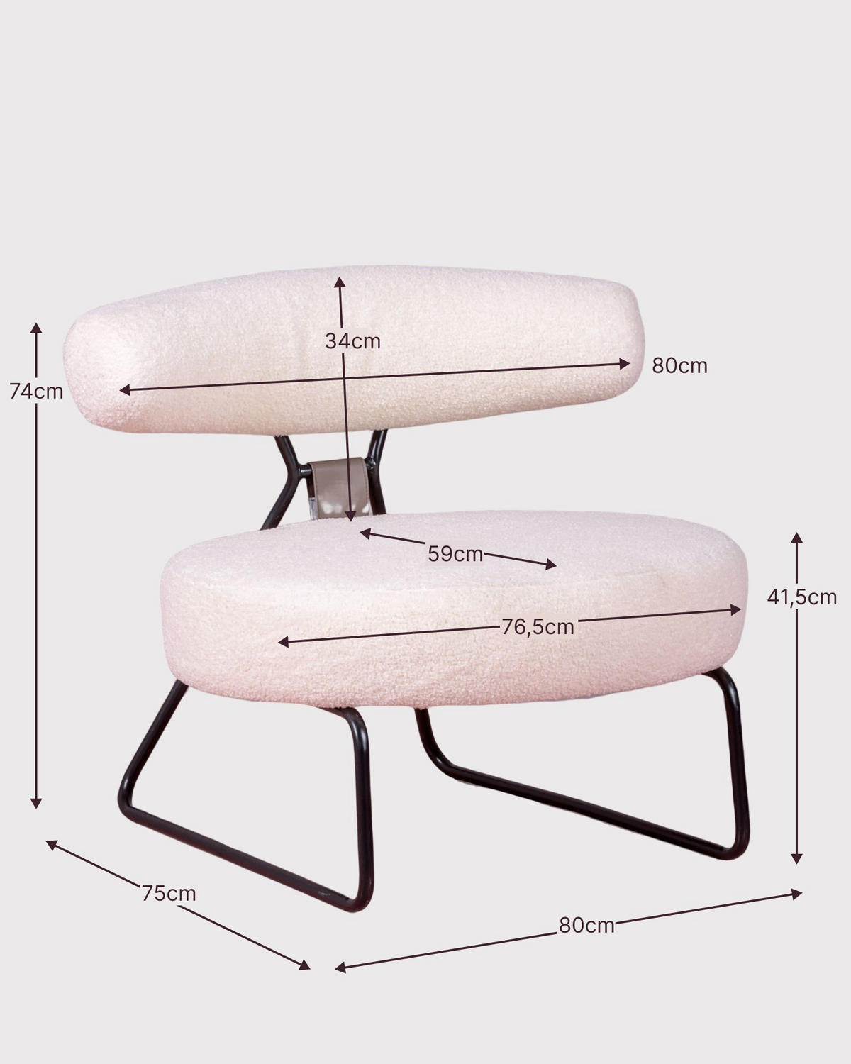 SESSEL Boucle Weiß - Weiß, Textil (80/74/75cm) - Nest Dream
