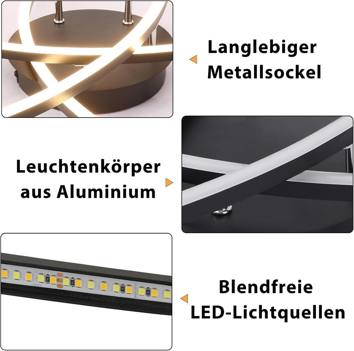 LED-DECKENLEUCHTE Ulmenwacht 52.0/13.0/52.0 cm - Schwarz, Metall (52/52/13cm) - ZMH