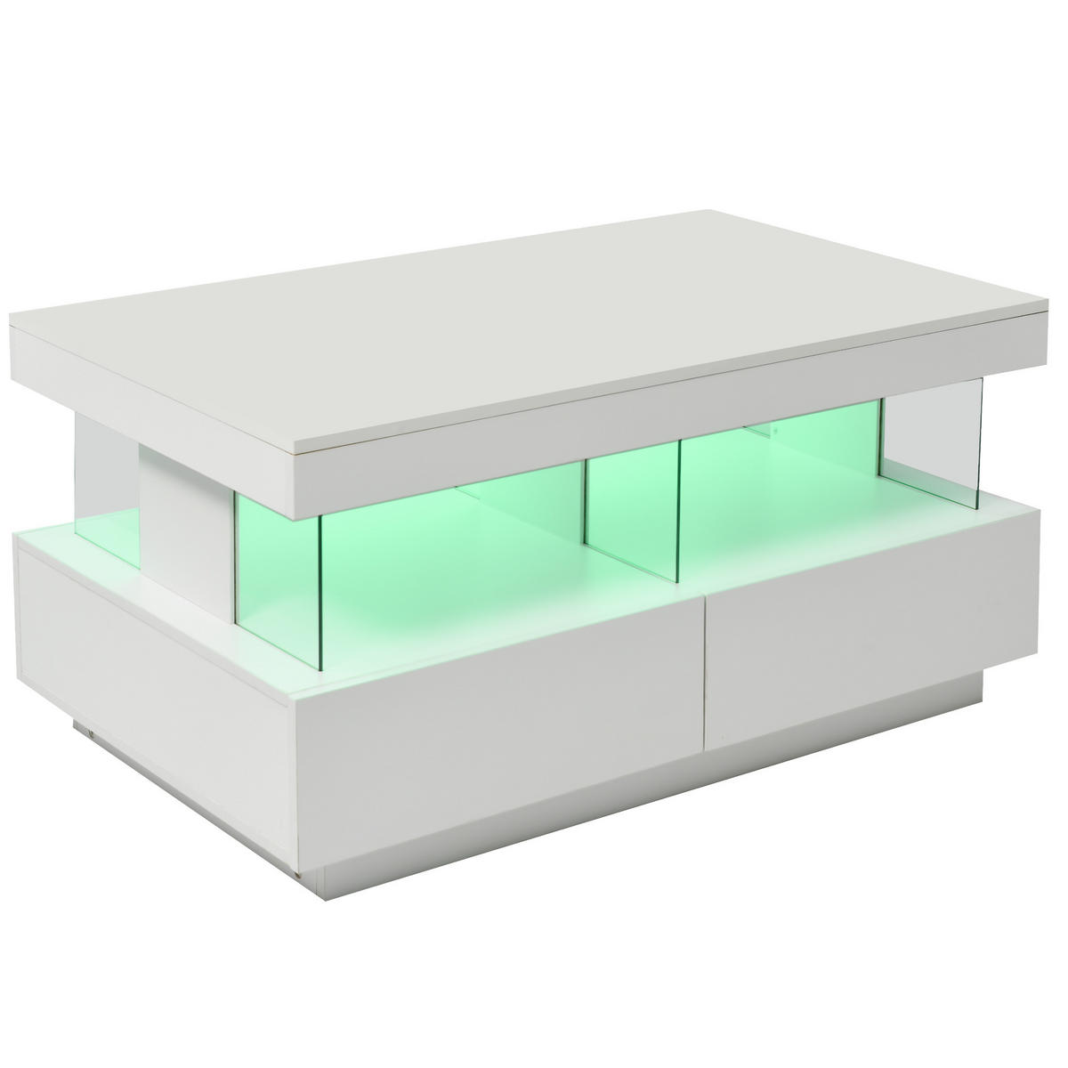 COUCHTISCH 100/60/49.5 cm hochglänzend mit LED-Beleuchtung - Weiß, Holzwerkstoff (100/60/49.5cm) - OKWISH