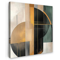LEINWANDBILD - Abstrakt - Gold - Bronze - Grün - Formen - Modern - 90x90 - Gemälde - Multicolor, Textil (90/90cm) - MuchoWow