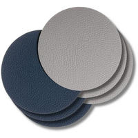 COOKINGLIFE Untersetzer - Veganes Leder - Grau / Blau - doppelseitig - ø 10 cm - 6 Stück - Blau, Kunststoff (2/10cm) - Cookinglife