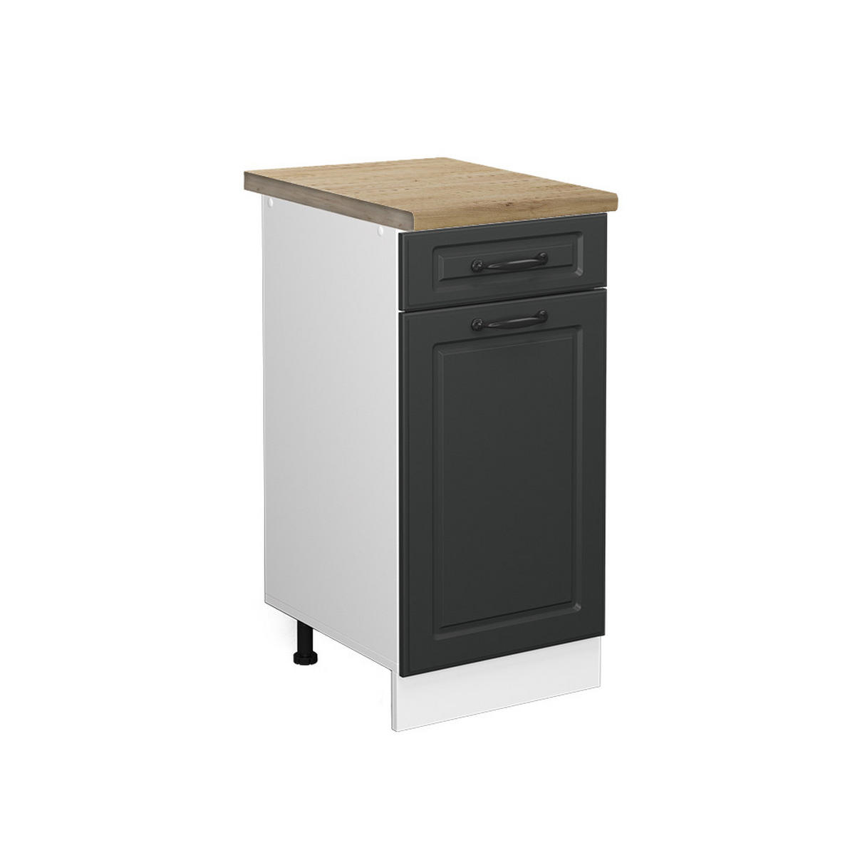 KÜCHENUNTERSCHRANK R-Line Anthrazit Landhaus 40 cm, AP Eiche - Anthrazit/Weiß, Holzwerkstoff (40/81.6/60cm) - Vicco