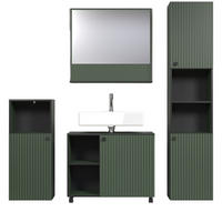 HOCHSCHRANK grün 40 x 186 cm, Badschrank 2-türig - Schwarz/Grün, Holzwerkstoff/Metall (31/95/40cm) - Top.Furn