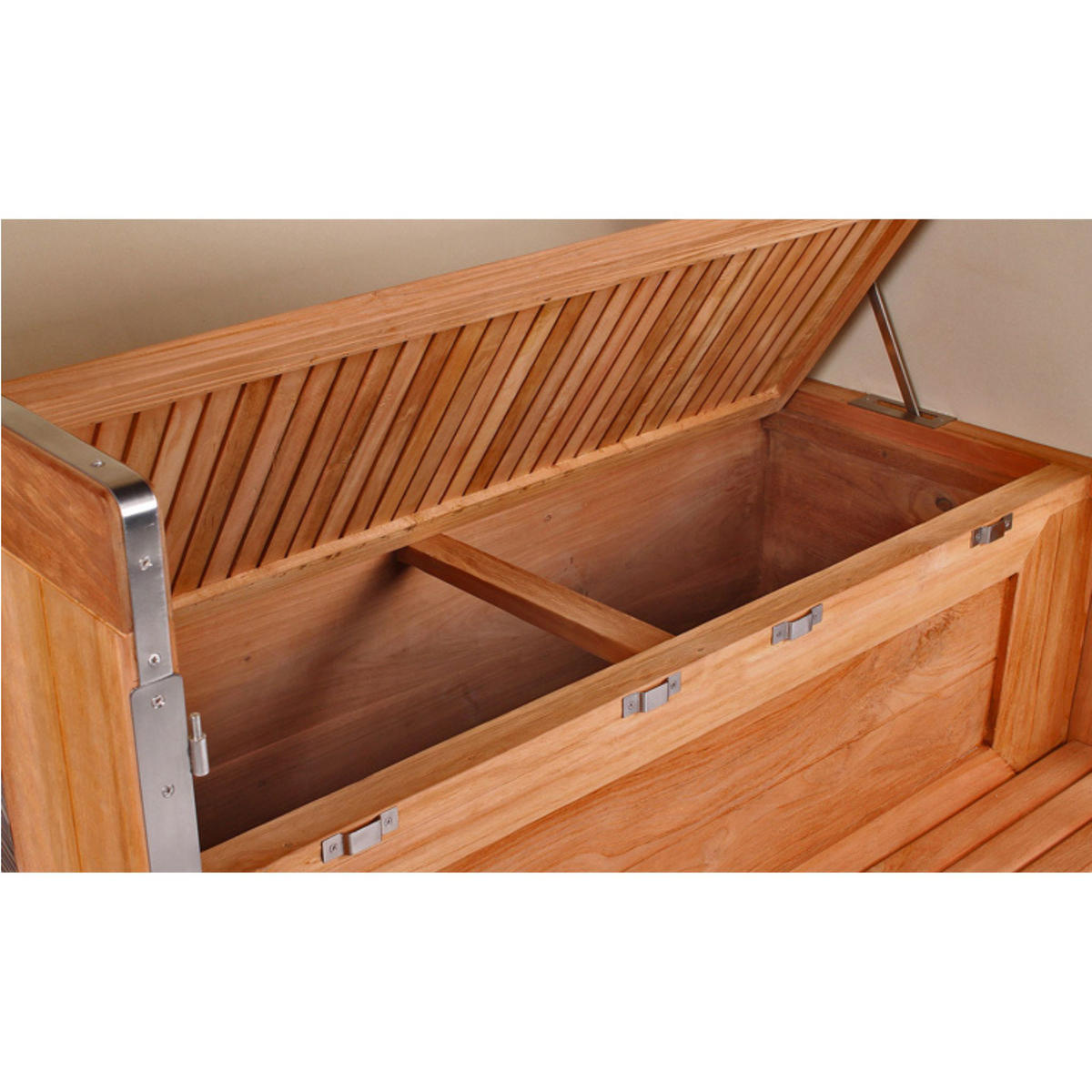 STRANDKORB Baltikum Teak 2,5 Sitzer - Schwarz/Braun, Holz/Metall (142/170/95cm) - Mr. Deko