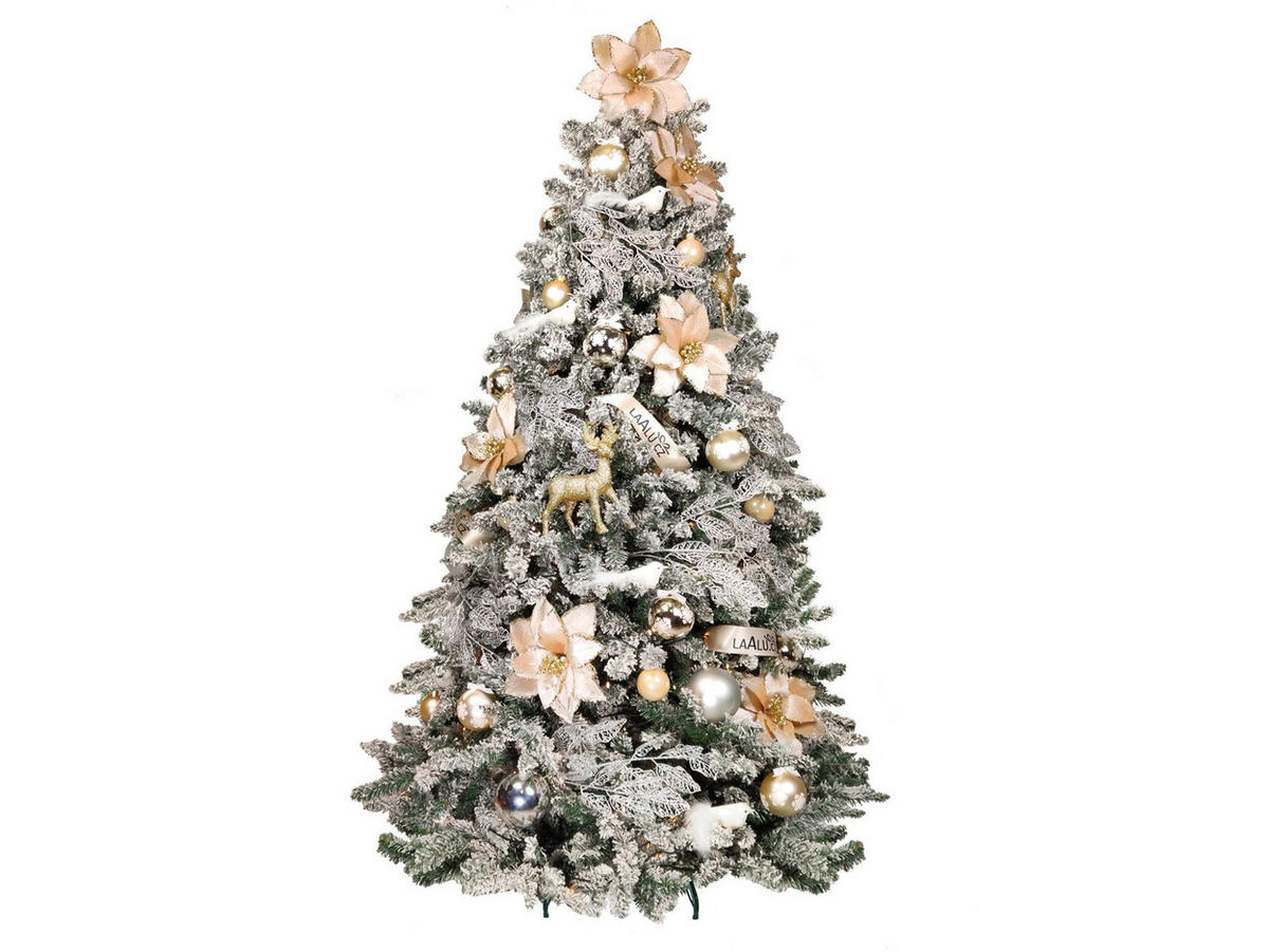 LAALU WEIHNACHTSBAUM geschmückt künstlich mit 120 Ornamenten SOFT TONES 240 cm Baum mit Ständer und Weihnachtsschmuck - Silberfarben/Weiß, Kunststoff (240cm) - LAALU