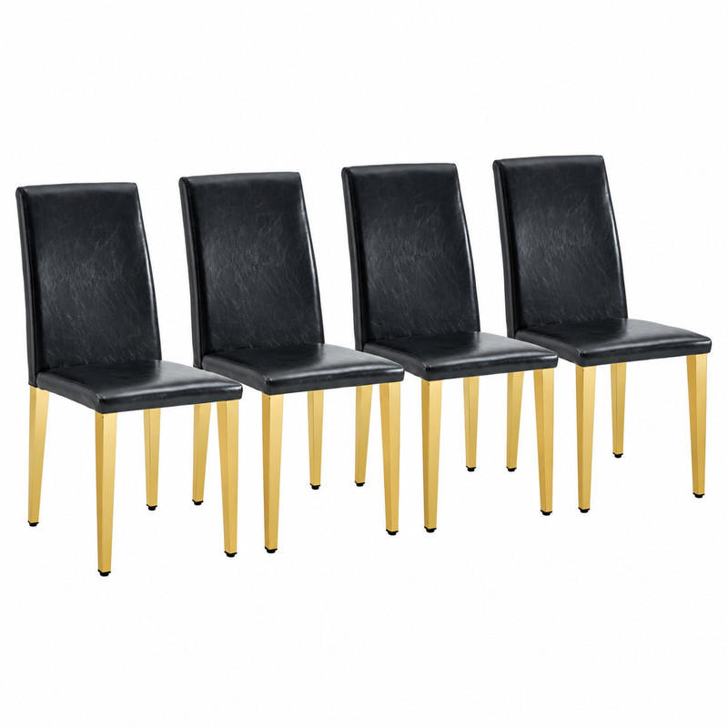 ESSZIMMERSTUHL 4er-Set Schwarz-Gold PU-Leder Metall - Schwarz, Metall (47/90/41cm) - Meubliv