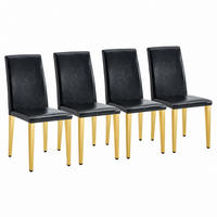 ESSZIMMERSTUHL 4er-Set Schwarz-Gold PU-Leder Metall - Schwarz, Metall (47/90/41cm) - Meubliv