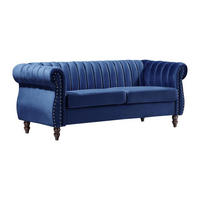 CHESTERFIELD-SOFA - 3-Sitzer - Samt - Königsblau - TRUMBO - Blau, Textil (78/77/195cm) - Vente-Unique
