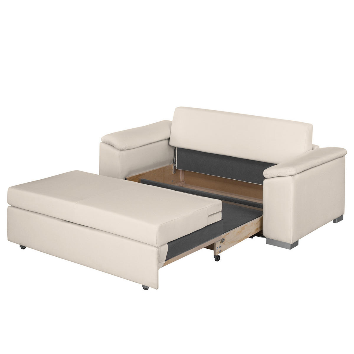 SCHLAFSOFA mit schräger Armlehne - Creme, Textil (210/90/90cm) - home24