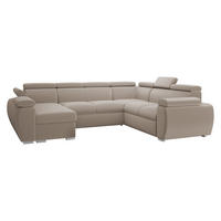 WOHNLANDSCHAFT Boston U, Seite: Links - LC+2P+R+2R - Chromfarben/Naturfarben, Holz/Textil (325/98/260cm) - MIRJAN24