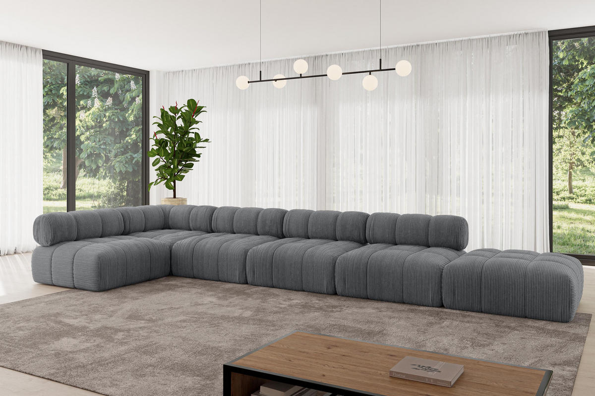 ECKSOFA modulares Sofa Favio-L3 - 475x190x70 cm Dunkelgrau Cord - Dunkelgrau, Holzwerkstoff/Textil (475/190cm) - ALTDECOR