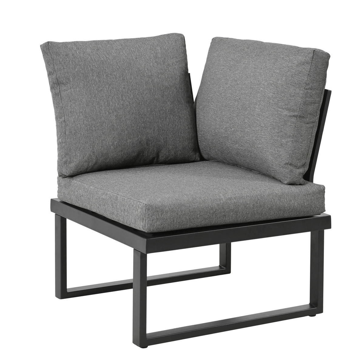 LOUNGEGARNITUR mit Esstisch, Grau + Schwarz - Grau, Metall - KOMHTOM