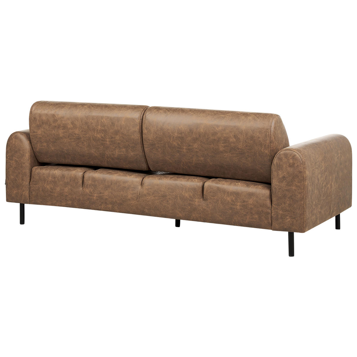 3-SITZER-SOFA Lederoptik braun Askim - Schwarz/Braun, Textil (207/87/89cm) - Beliani