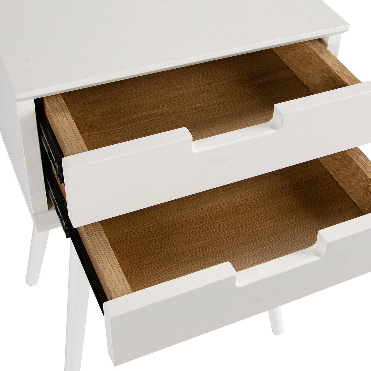 NACHTTISCH mit 2 Schubladen - Braun/Weiß, Eichenholz/Holz (40/61/30cm) - home24