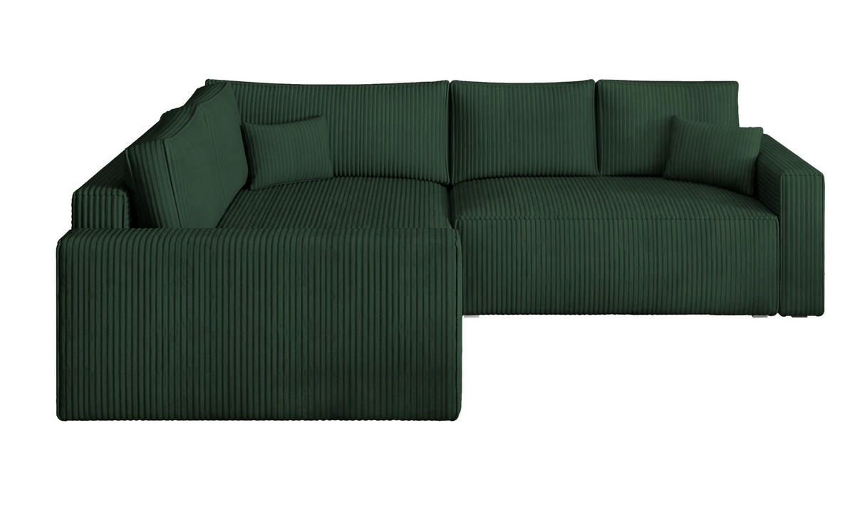 ROHOVÁ SEDAČKA ERONIS zelená barva - šedá/zelená barva, dřevo/textil (265/194cm) - MASSENO