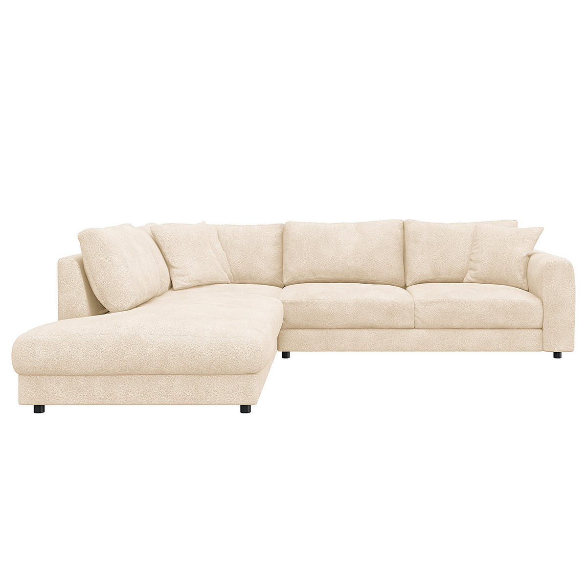 ECKSOFA mit Ottomane - Beige/Schwarz, Holz/Kunststoff (267/254cm) - home24